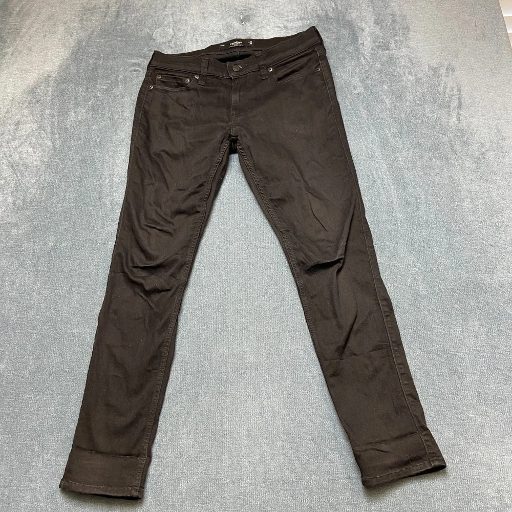 Hollister Jeans Mens 30x30 Black Denim Low Rise Streetwear Grunge Skinny Leg